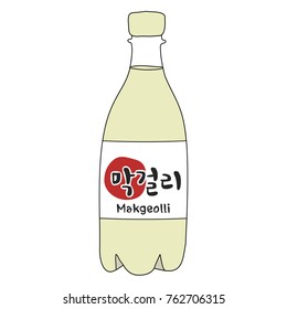 Korean rice wine. Korean traditional drink Makgeolli. Korean word "makgeolli"