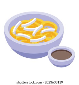 Korean rings icon isometric vector. Oriental bibimbap. Kimchi meal