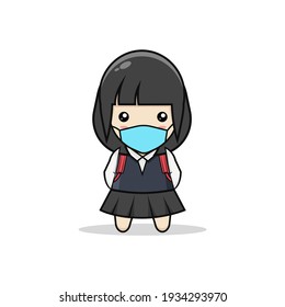 Korean School Girl Kawaii Illustration 