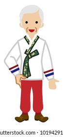 Korean Senior man Wearing Traditional clothing, Front view