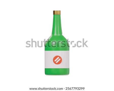  Korean soju bottle icon 3drender illustration
