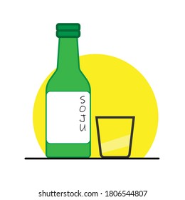 korean soju bottle vector illustration