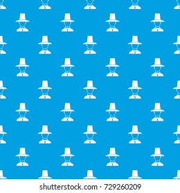 Korean soldier in historic uniform pattern repeat seamless in blue color for any design. Vector geometric illustration