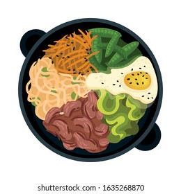 Korean Spicy Food Layout Top View Vector Illustration