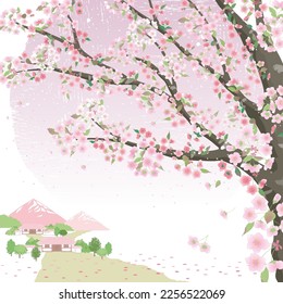 Korean spring scenery vector illustration. Design for social media, party invitation, Frame Clip Art and Business Advertisement