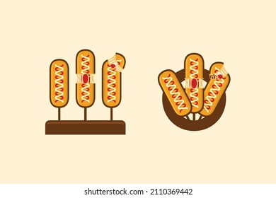 korean street food corndog logo illustration