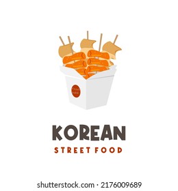 Korean street food illustration logo tteokbokki odeng eomuk in the packaging