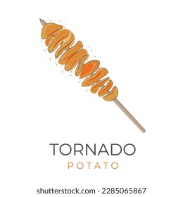 Logotipo de ilustración de comida callejera coreana hweori gamja Spiral Potato o picante Tornado Potato