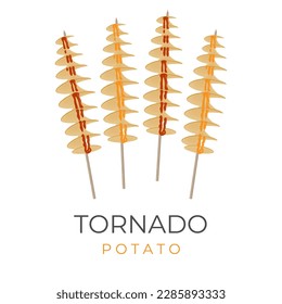 Logotipo de ilustración de comida callejera coreana hweori gamja o tornado de papa con salsa y mayonesa