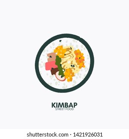 Korean street food. Kimbap, also known as gimbap. Vector illustration