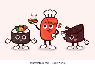 Korean Street Food, snack Characters, Tteokbokki, Sundae, kimbab