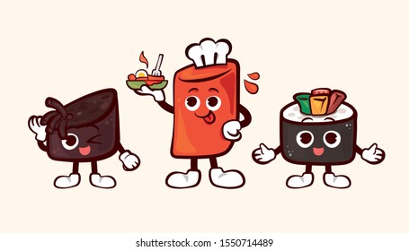 Korean Street Food, snack Characters, Tteokbokki, Sundae, kimbab
