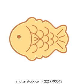 koreanisches Straßenessen. Übersetzung: Das Label steht für "Bungeobang". Das ist ein Fischbrot. Vektorgrafik von Taiyaki. Japanische Süßigkeiten.　