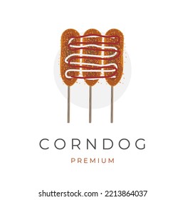 Ilustración del vector de comida callejera coreano perro de maíz hotang tokkebi hotdog