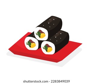 Korean street foods kimbap illustration