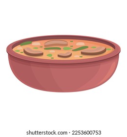 Korean street soup icon cartoon vector. Food dish. Meal prawn