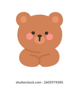 Korean Style Bear Emoji Neutral Face with Simple Expression Vector Illustration