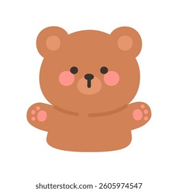 Korean Style Bear Emoji Open Arms Gesture Vector Illustration