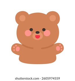 Korean Style Bear Emoji Open Arms Welcoming Hug Vector Illustration