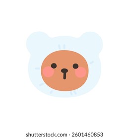 Korean Style Bear Head Cartoon with Medical Protective Hood Vector Illustration
