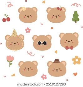 Korean Style Cute Bear Sticker Collection Hand Drawn Illustration