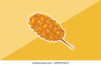 Korean Style Hot Dog Potato Hot Dog Corn Dog Vector Illustration