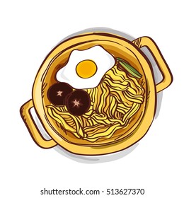 Korean style noodle in a pot