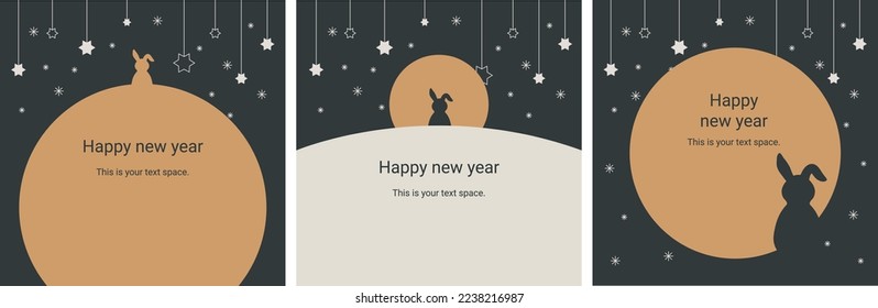 Korean style rabbit new year greeting card, happy new year.