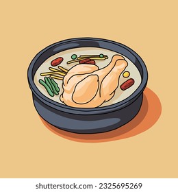 Korean summer health food chicken soup