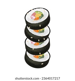 Korean Sushi Gimbap Or Kimbap Illustration Logo