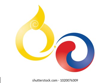 Korean symbol with abstract golden circle graphic