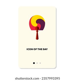 Korean symbol flat icon. Asian hand fan isolated vector sign. Tradition and culture concept. Vector illustration symbol elements for web design and apps