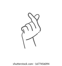 Korean symbol of love. Heart finger gesture.