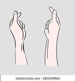 Korean symbol of love with your fingers. Vector illustration sketch doodle hand drawn