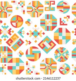 Korean Symbols Pattern. South Korea Traditional Background. Vintage East Asian Style Background Design.