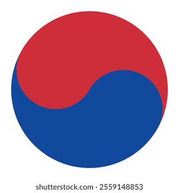 Korean Taegeuk vector icon. Traditional Korean symbol of harmony and balance. Cultural design element for philosophy and art.