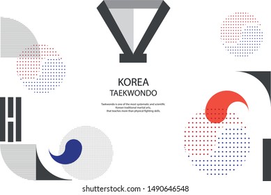 Fundo de padrão gráfico coreano Taekwondo