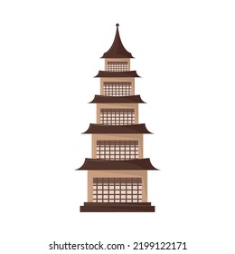 korean temple facade isolated icon