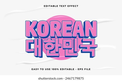 Koreanischer Text bedeutet bearbeitbarer Texteffekt für koreanische Musik. Minimalistischer Texteffekt in der Vektorgrafik.