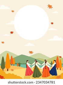 Korean thanksgiving day (chuseok) greeting card.