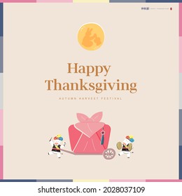 Korean Thanksgiving Day shopping event pop-up Illustration. Translation: "Thanksgiving day" 
