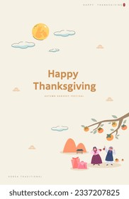 Korean Thanksgiving Day shopping event pop-up Illustration. 