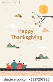 Koreanische Thanksgiving-Tag-Shopping-Veranstaltung Pop-Up Illustration. 