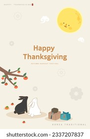 Korean Thanksgiving Day shopping event pop-up Illustration. 