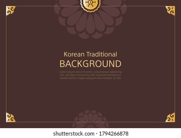 Korean traditional background of ornaments & flower pattern with copy space. Banner frame design. Vector image. 
