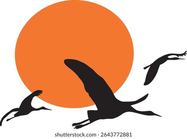 Korean traditional bird and sun silhouette signifying a new beginning