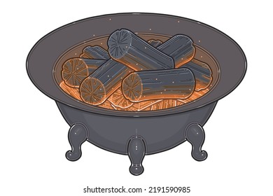 Korean traditional brazier for cooking. Vector illustration.