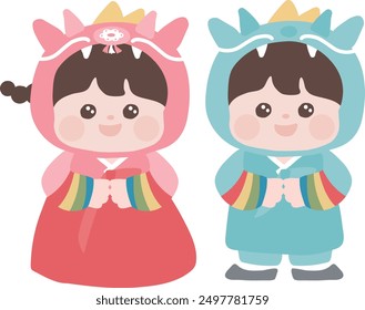 korean traditional clothes Hanbok kids character