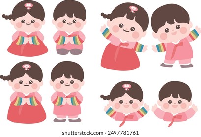 Ropa tradicional coreana Personaje de niños Hanbok