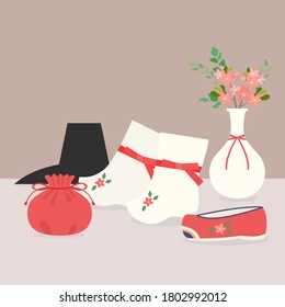 Korean traditional clothes vector illustration.